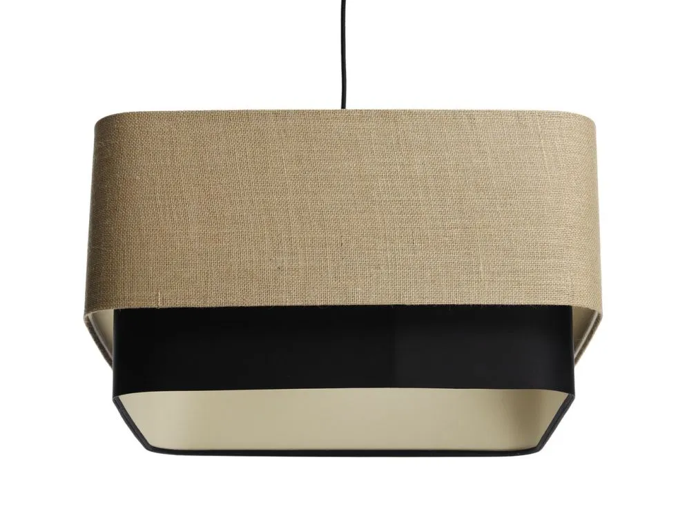 Lampa wisząca KWADRO DUO 005 51x47cm jutowa/czarna nad stół I sklep meblowy MIRAT.