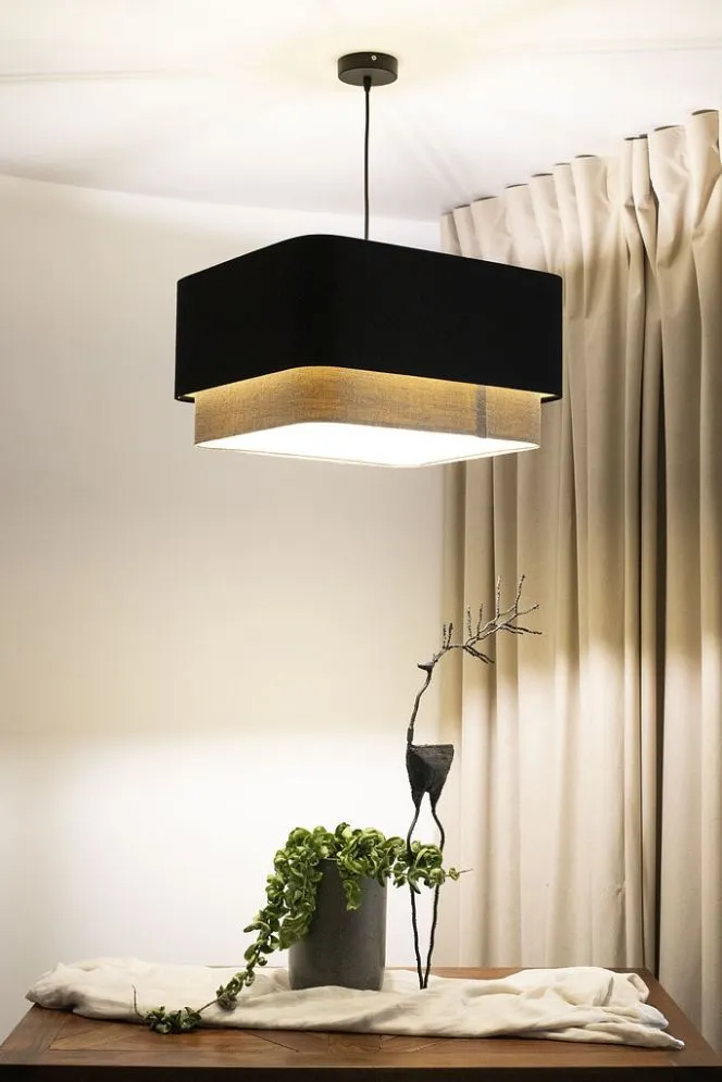 Lampa wisząca KWADRO DUO 006 51x47cm czarna/beżowa do sypialni I sklep meblowy MIRAT.