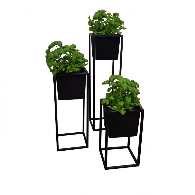 Kwietnik LAURA 20x20x35cm czarny stojący I sklep meblowy MIRAT. styl LOFT