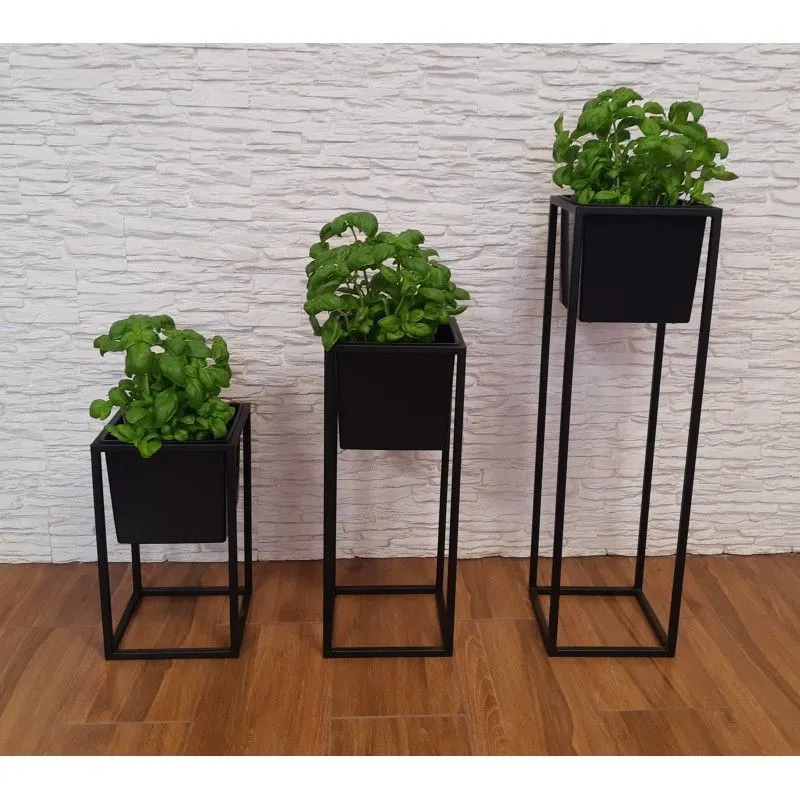 Kwietnik LAURA 20x20x70cm czarny wysoki I sklep meblowy MIRAT. styl LOFT