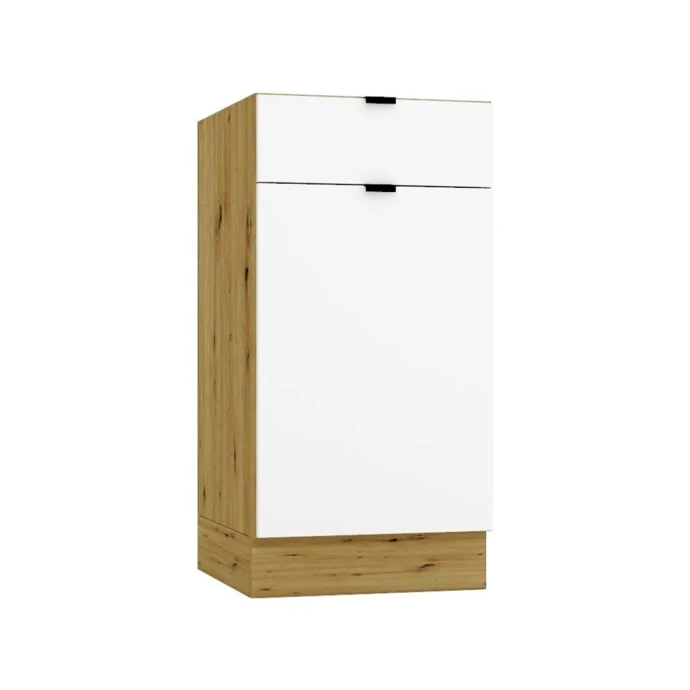 Szafka kuchenna stojąca GIANNA D40S/1 P/L biała alaska/dąb artisan I sklep meblowy MIRAT. styl SKANDYNAWSKI