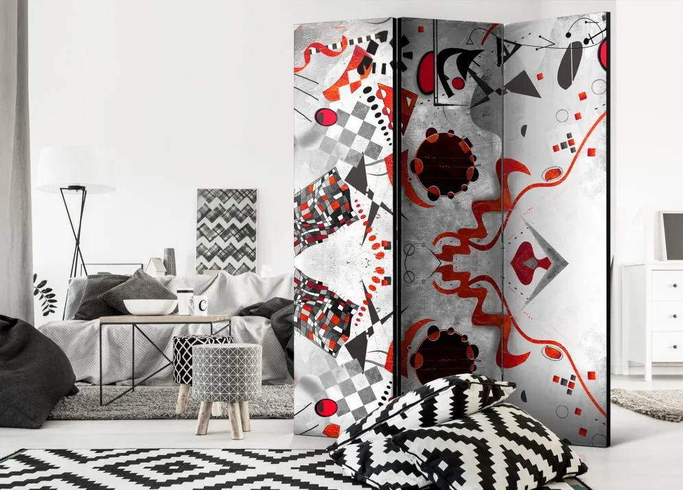 Parawan akustyczny Abstrakcje 135x172 cm 3-częściowy szary | MIRAT.