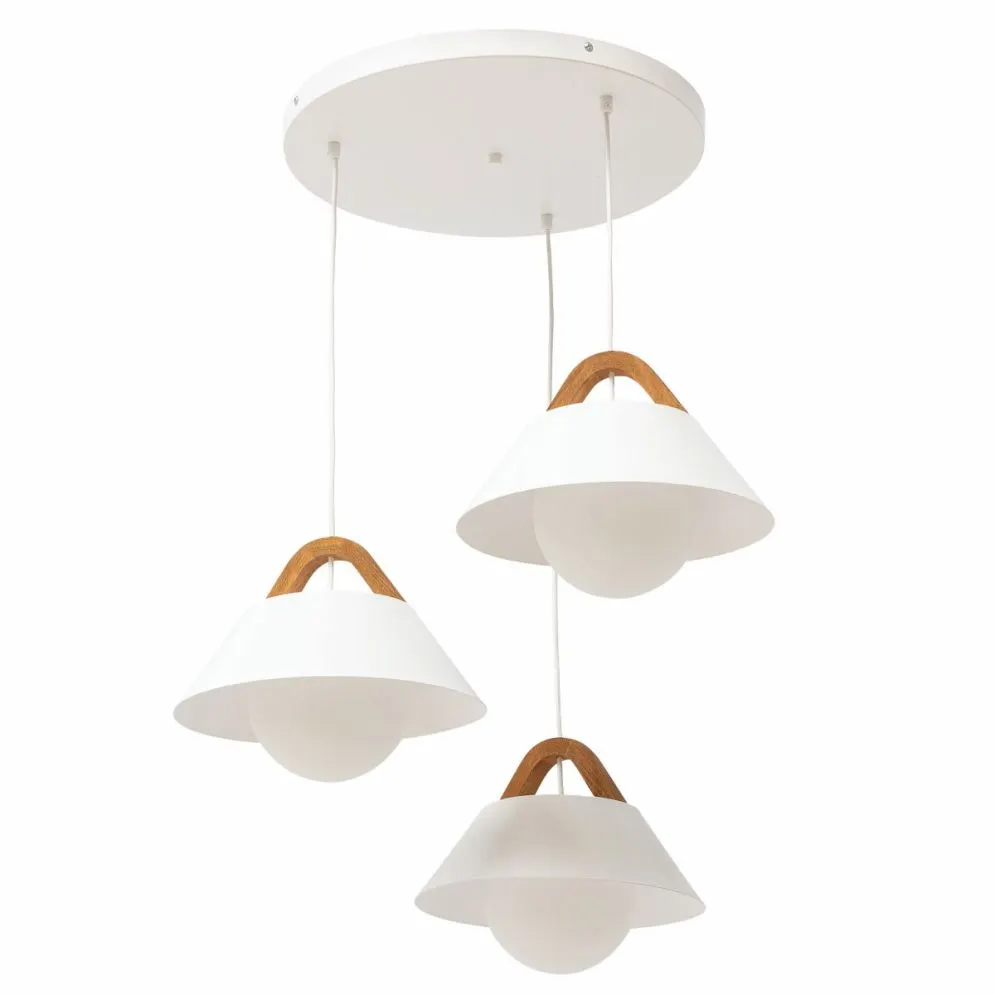 Lampa wisząca ALMITARA II biała z trzema abażurami I sklep meblowy MIRAT.