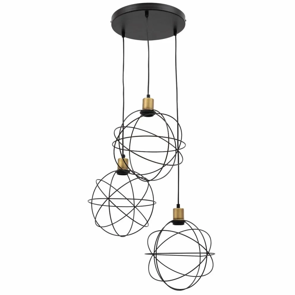 Lampa wisząca OLINTO II czarna z trzema kloszami I sklep meblowy MIRAT.