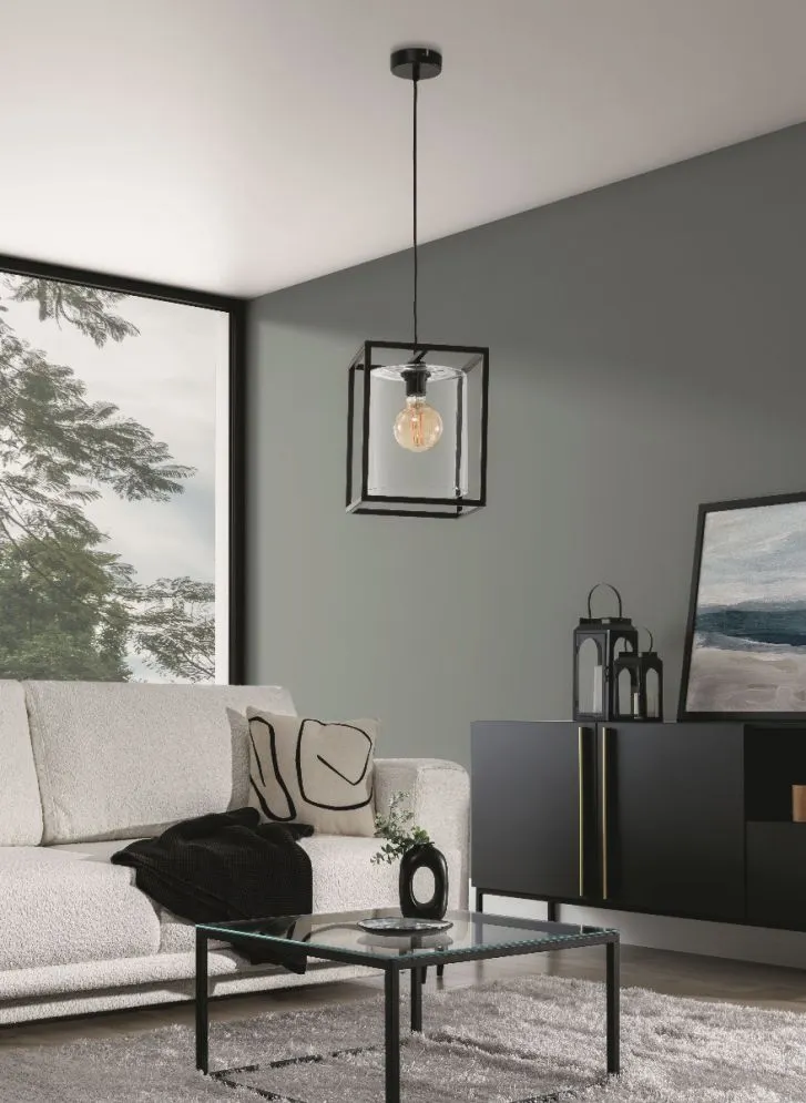 Lampa wisząca QUADRATUS czarna ze szklanym kloszem I sklep meblowy MIRAT.