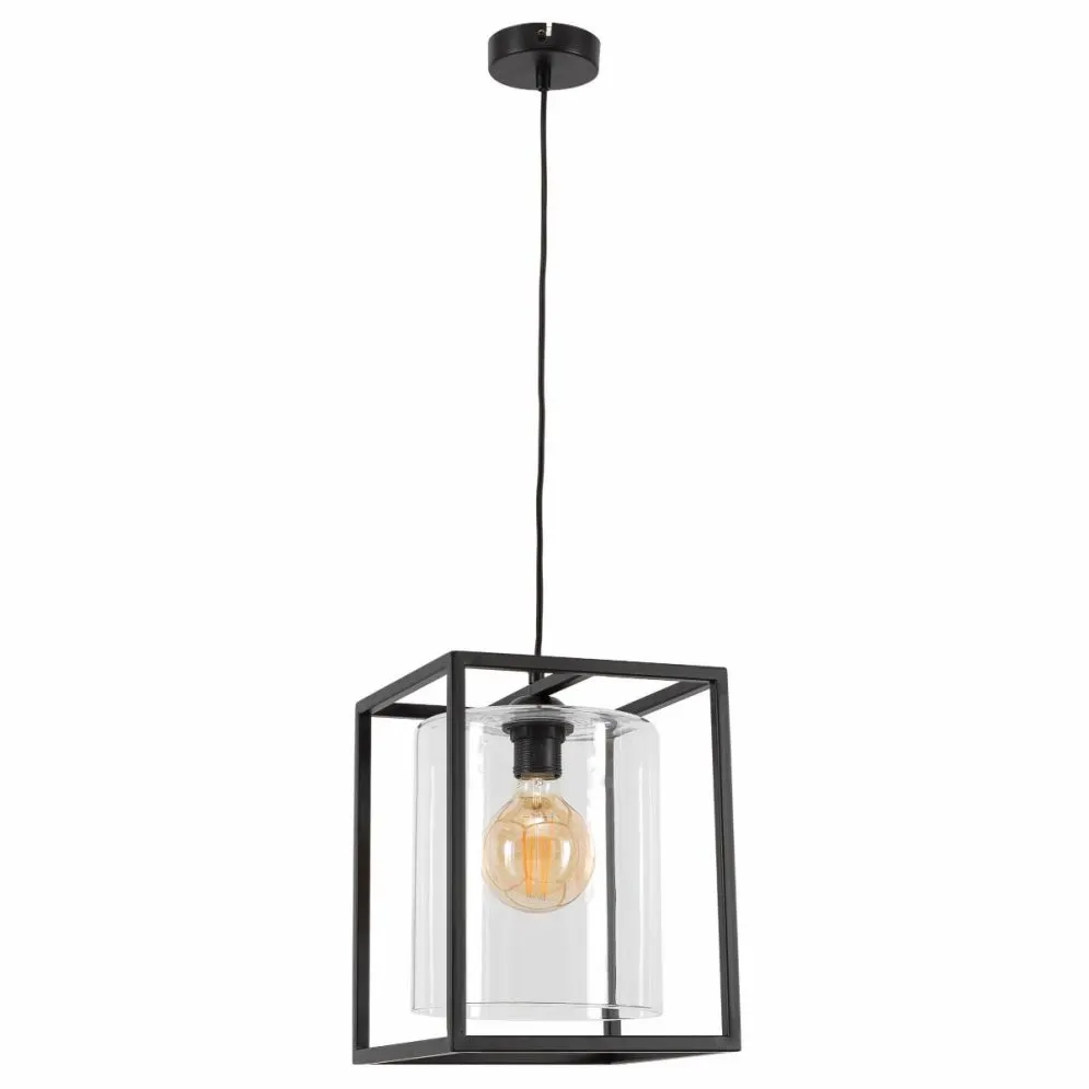 Lampa wisząca QUADRATUS czarna ze szklanym kloszem I sklep meblowy MIRAT.