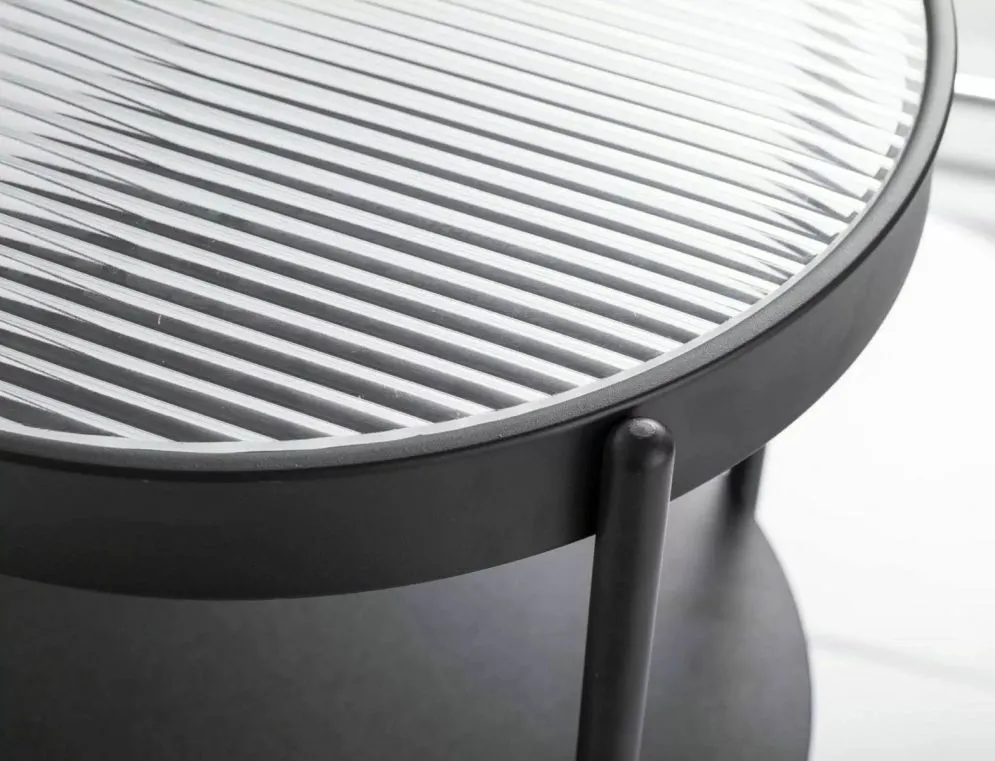 Ława LAGUNA B 110x50 transparentna/czarny mat z półką do salonu I sklep meblowy MIRAT. styl GLAMOUR, LOFT