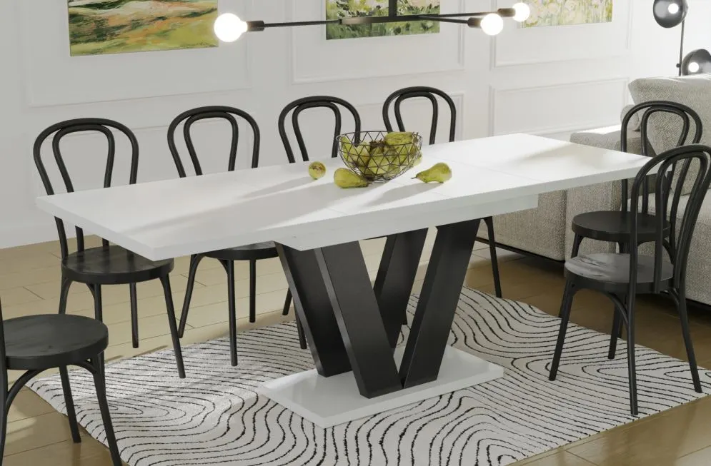 Stół rozkładany LARA 130(210)x80 biały połysk nowoczesny I sklep meblowy MIRAT.