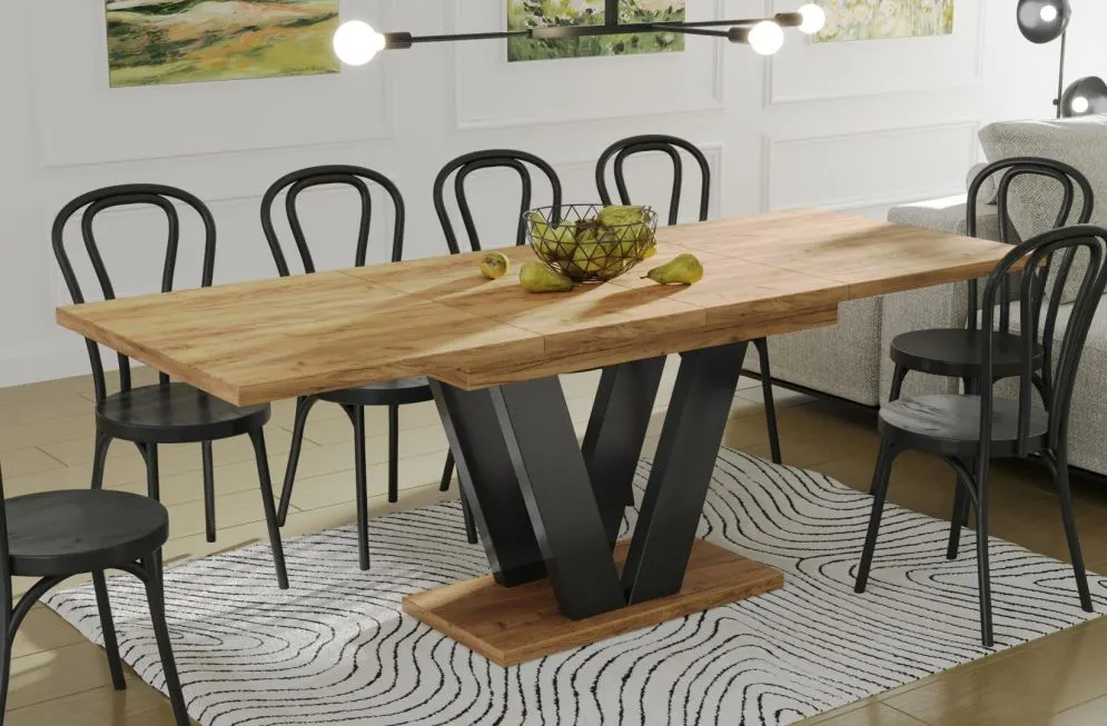 Stół rozkładany LARA 130(210)x80 dąb złoty craft loftowy I sklep meblowy MIRAT. styl LOFT