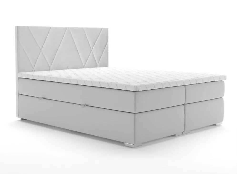 Łóżko kontynentalne MELROSE 140 jasno szare velvet do sypialni w stylu glamour | MIRAT. styl GLAMOUR