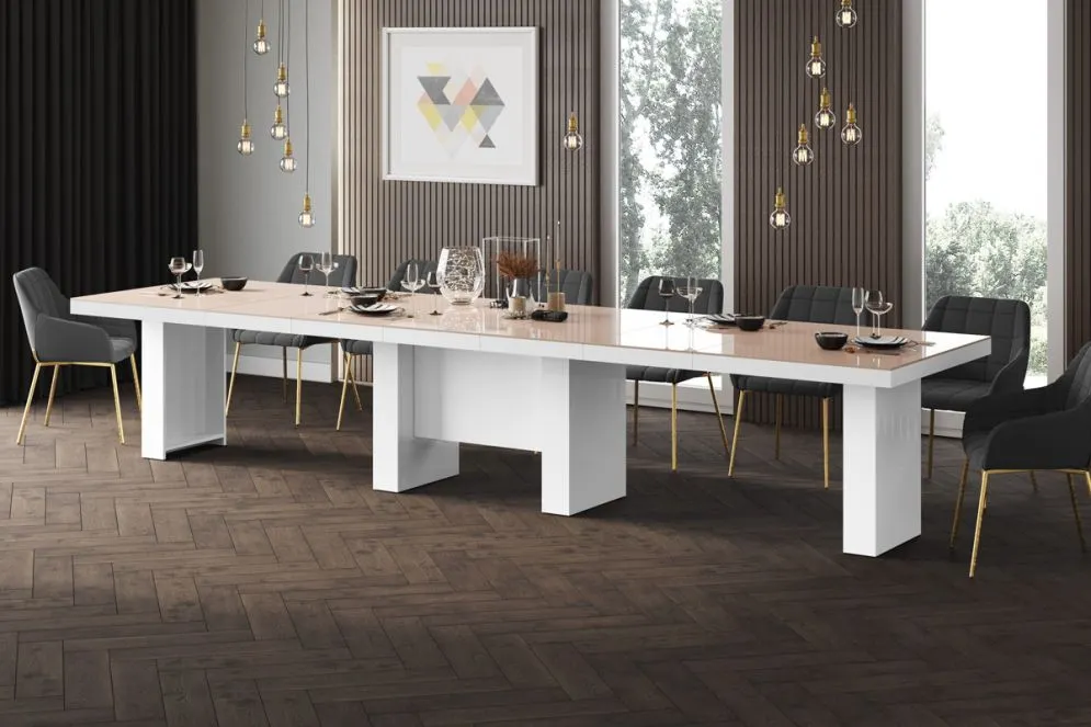 Stół rozkładany LARGO 160(400)x89 cappuccino połysk/biały połysk nowoczesny I sklep meblowy MIRAT.