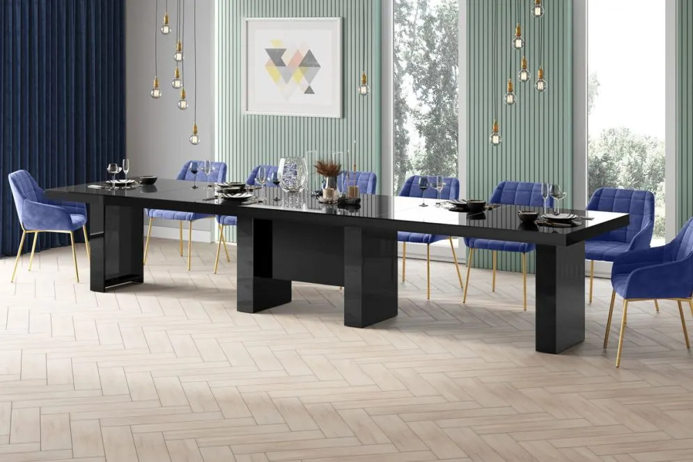 Stół rozkładany LARGO 160(400)x89 czarny połysk z prowadnicami synchronicznymi I sklep meblowy MIRAT.