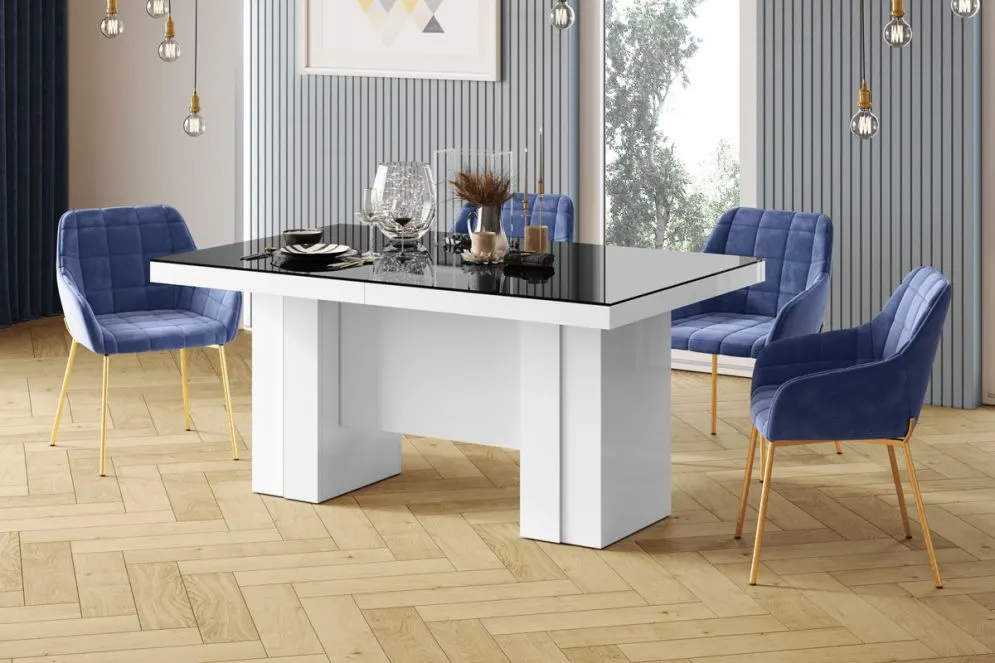 Stół rozkładany LARGO 160(400)x89 czarny połysk/biały połysk polskiej produkcji I sklep meblowy MIRAT.