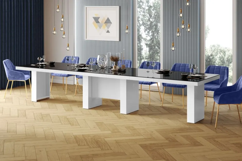 Stół rozkładany LARGO 160(400)x89 czarny połysk/biały połysk polskiej produkcji I sklep meblowy MIRAT.