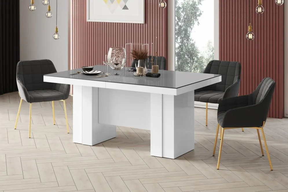 Stół rozkładany LARGO 160(400)x89 szary połysk/biały połysk 20-osobowy I sklep meblowy MIRAT.