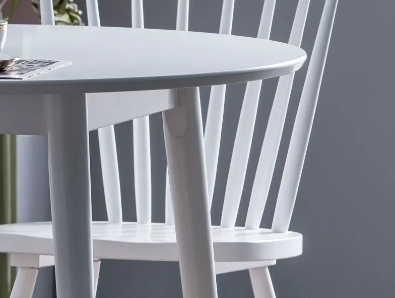 Stół LARSON okrągły biały drewniane nogi | MIRAT. styl SKANDYNAWSKI