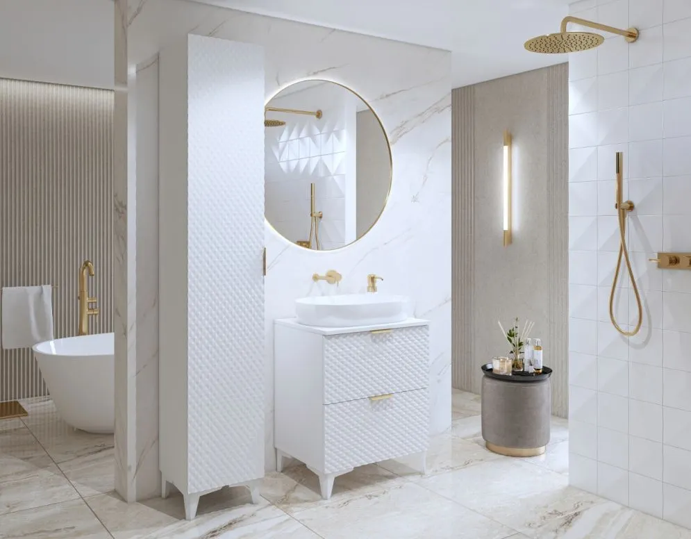 Szafka pod umywalkę nablatową LAURA 2S 60cm biała mat wisząca I sklep meblowy MIRAT. styl GLAMOUR kolekcja LAURA-HEL