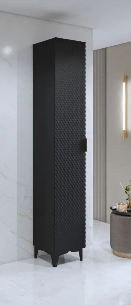 Szafka łazienkowa LAURA 1D 35 cm czarna mat wysoka I sklep meblowy MIRAT. styl GLAMOUR kolekcja LAURA-HEL