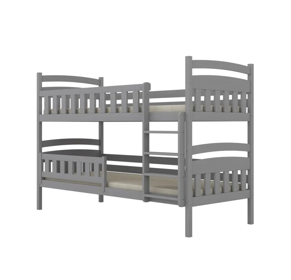 Solidne łóżko piętrowe JULITA 200x80 szare drewniane z szufladami I sklep meblowy MIRAT.  kolekcja JULITA