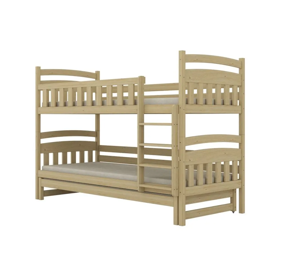 Drewniane łóżko piętrowe JULITA 180x80 sosna lakierowana trzyosobowe I sklep meblowy MIRAT. styl SKANDYNAWSKI kolekcja JULITA