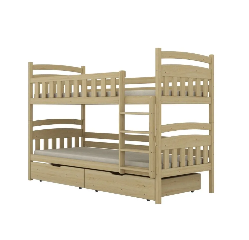 Łóżko piętrowe JULITA 180x80 sosna lakierowana drewniane z szufladami na pościel I sklep meblowy MIRAT. styl SKANDYNAWSKI kolekcja JULITA