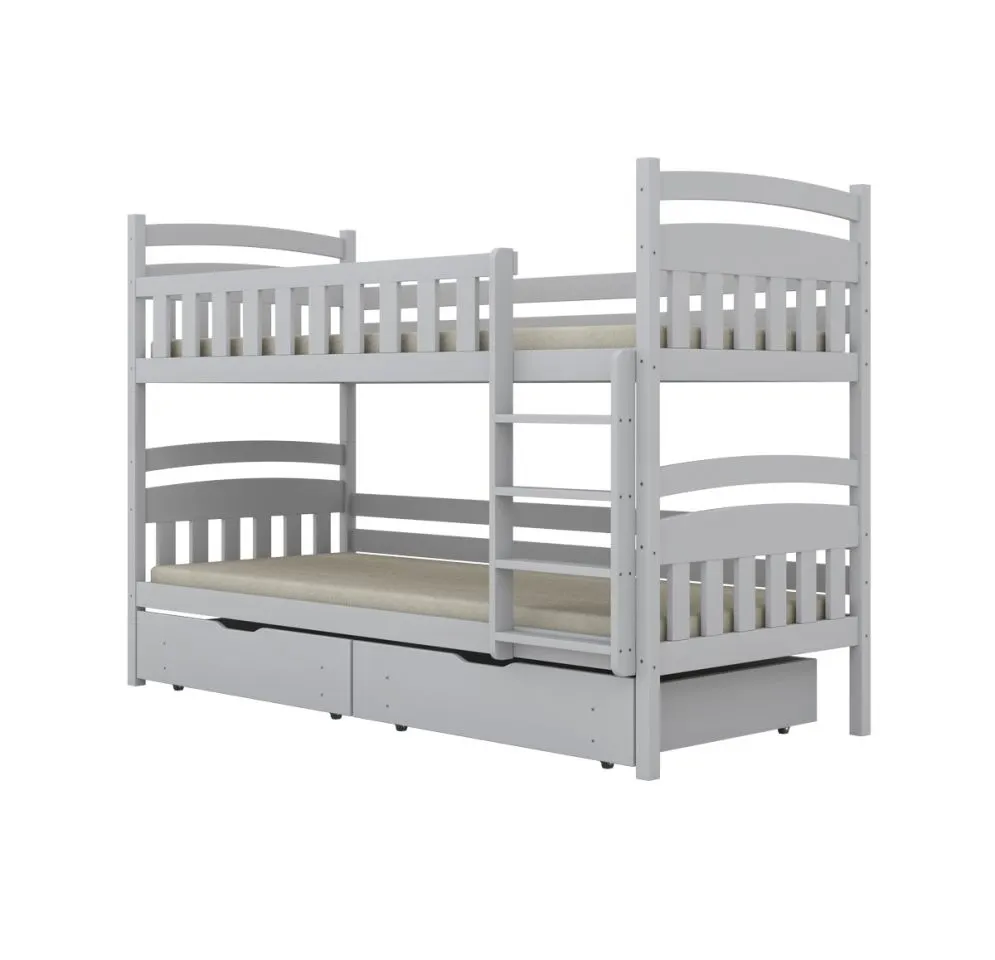 Łóżko piętrowe JULITA 180x90 białe drewniane z pojemnikami I sklep meblowy MIRAT. styl SKANDYNAWSKI kolekcja JULITA