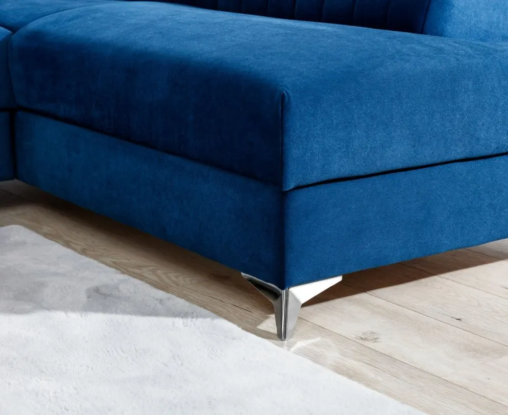 Narożnik z funkcją spania LAURENCE VELVET granatowy prawy welurowy | MIRAT. w stylu GLAMOUR kolekcja