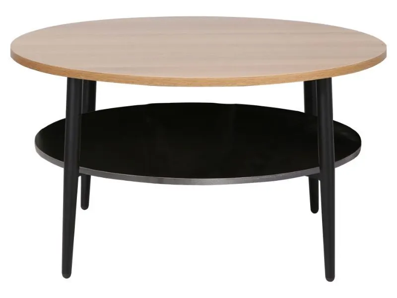 Okrągły stolik kawowy z półką Ella A 80 cm dąb | MIRAT styl LOFT