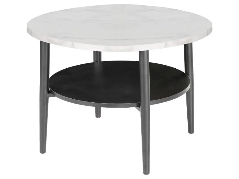 Mała ława z półką Ella B 60 cm biały marmur | MIRAT styl LOFT