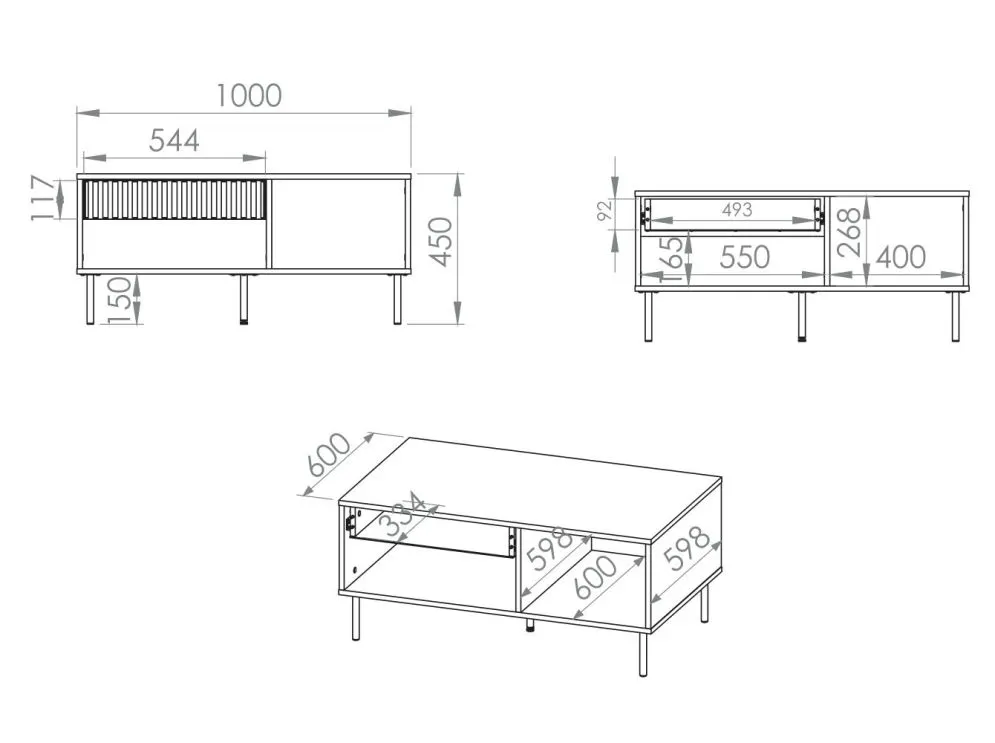 Ława ELLEN 100x60 kaszmir z półką do salonu I sklep meblowy MIRAT. styl GLAMOUR, RYFLOWANY kolekcja ELLEN