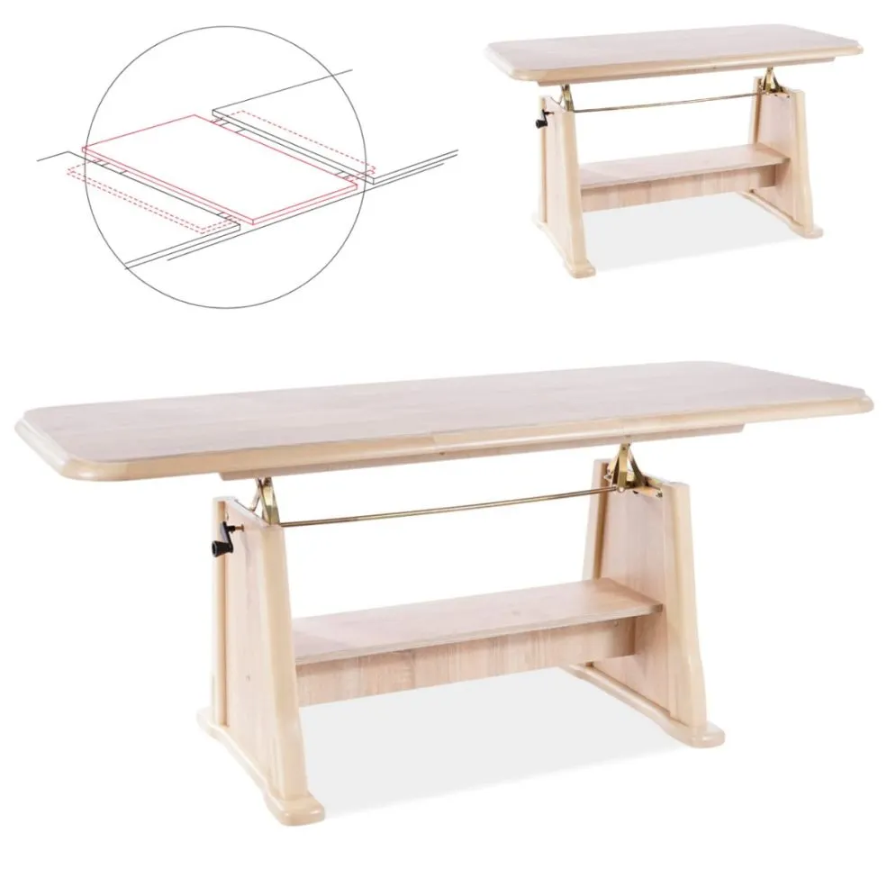 Funkcjonalny ławostół Beata rozkładany i podnoszony dąb sonoma | MIRAT