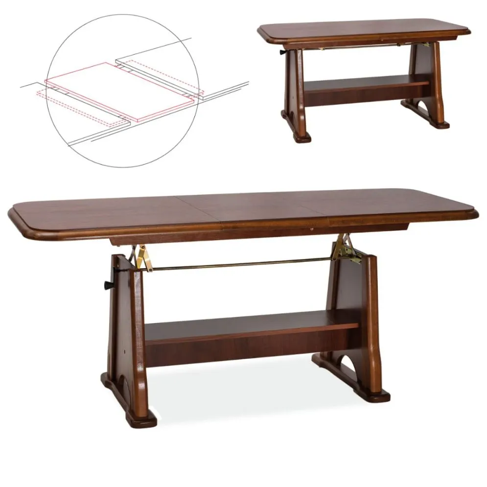 Wielofunkcyjny ławostół Beata rozkładany podnoszony orzech | MIRAT