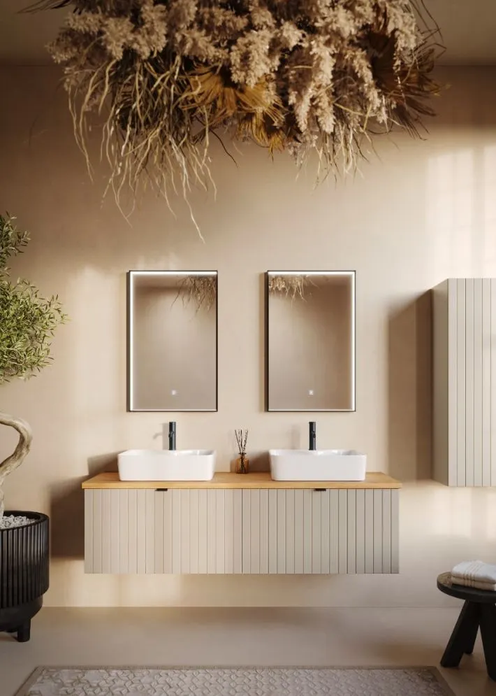 Szafka pod umywalkę HARMO 80 cm kaszmirowa półmat wisząca | MIRAT kolekcja HARMO