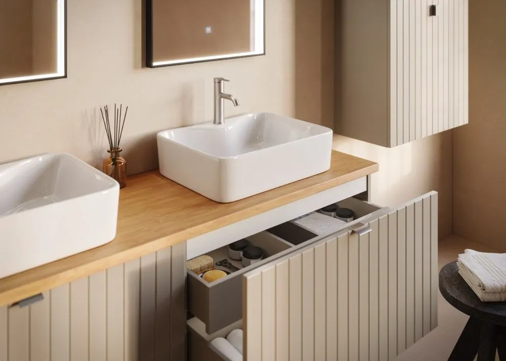 Szafka pod umywalkę HARMO 80 cm kaszmirowa półmat wisząca | MIRAT kolekcja HARMO