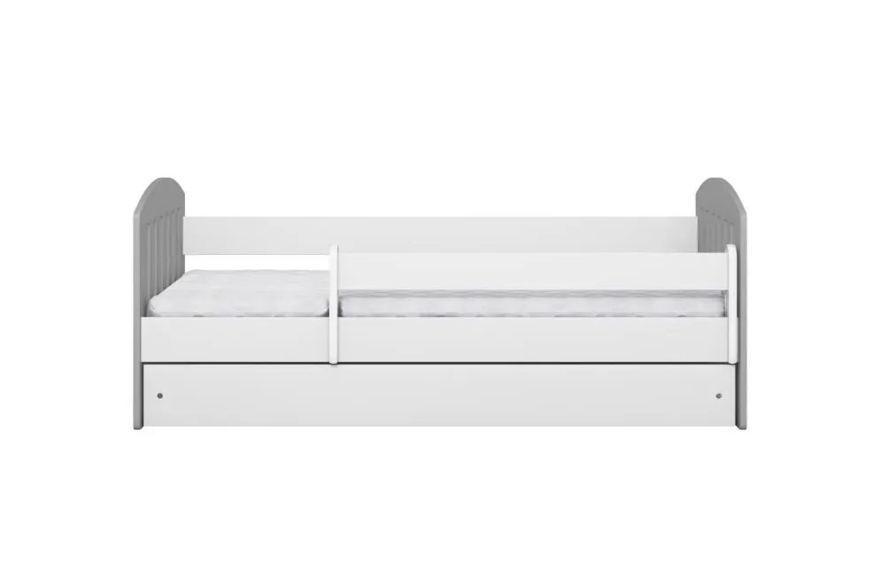 Łóżko dziecięce CLASSIC 1 MIX 180x80 szare z materacem i szufladą | MIRAT.  kolekcja CLASSIC