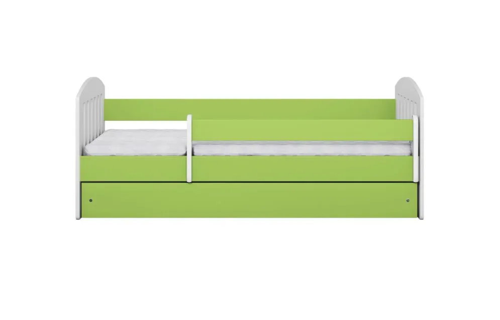 Łóżko dziecięce CLASSIC 1 180x80 zielone z barierką | MIRAT.  kolekcja CLASSIC