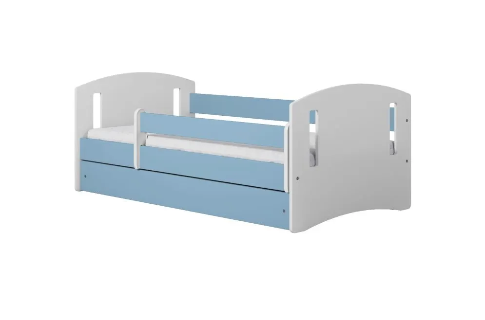 Łóżko dziecięce CLASSIC 2 140x80 niebieskie z materacem | MIRAT.  kolekcja CLASSIC