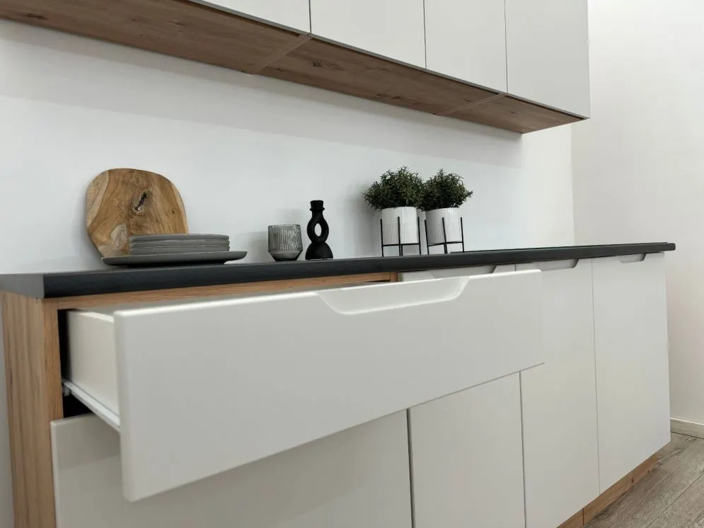 Szafka kuchenna stojąca ISABEL D40S/1 P/L szary mat/dąb artisan frezowany uchwyt I sklep meblowy MIRAT.