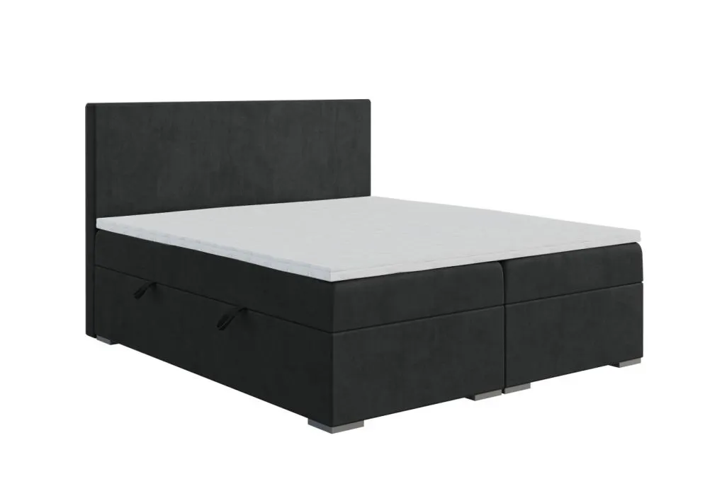 Łóżko kontynentalne MASALI 140 czarne velvet z pojemnikiem do sypialni | MIRAT. w stylu GLAMOUR kolekcja
