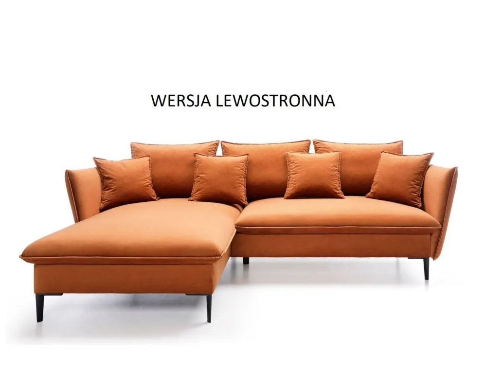 Narożnik z funkcją spania BOSS pomarańczowy z poduszkami I sklep meblowy MIRAT.