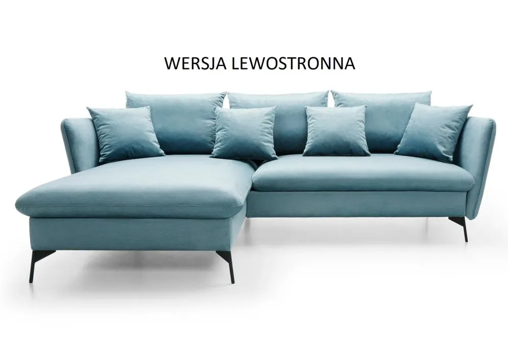 Narożnik z funkcją spania LINDA VELVET niebieski mały I sklep meblowy MIRAT.