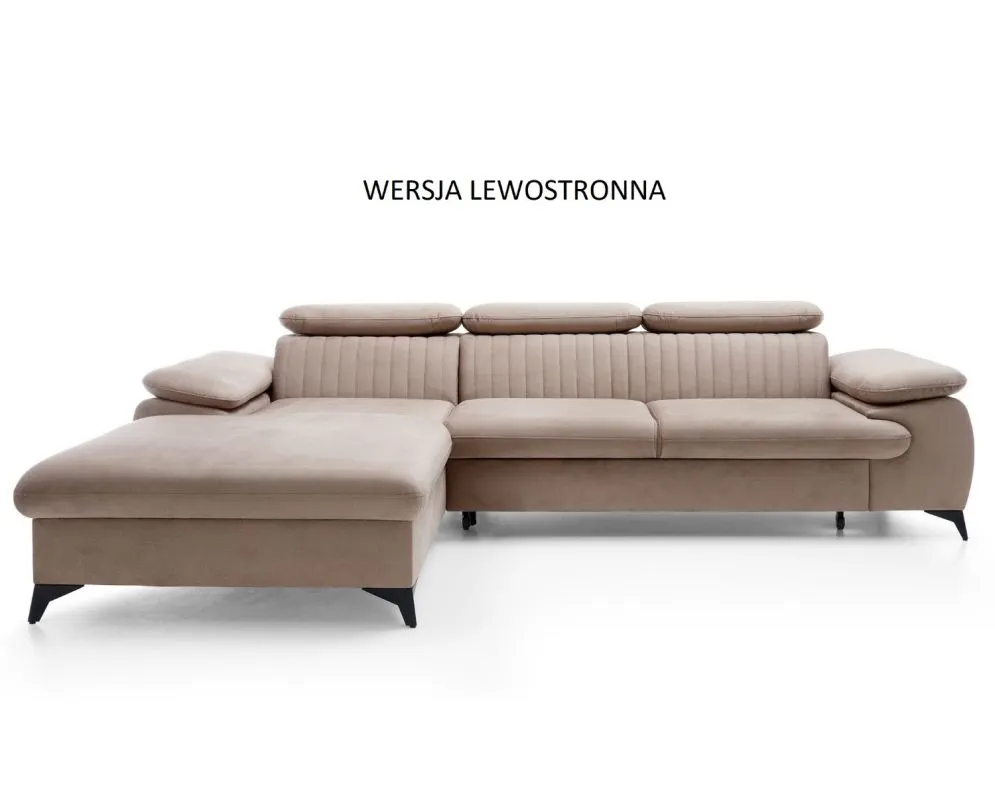 Narożnik z funkcją spania LORD cappuccino z zagłówkami I sklep meblowy MIRAT.