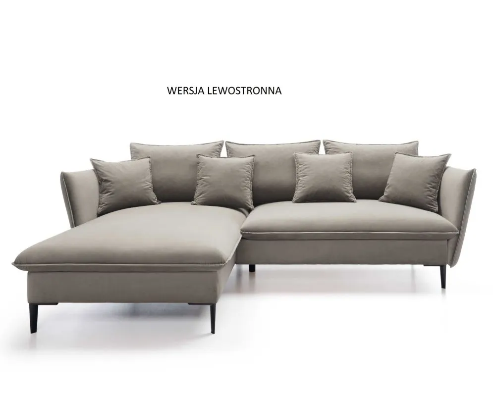 Narożnik z funkcją spania BOSS beżowy welurowy I sklep meblowy MIRAT.