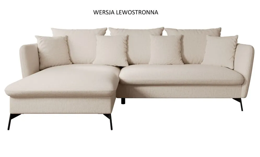Narożnik z funkcją spania LINDA kremowy z poduszkami I sklep meblowy MIRAT.