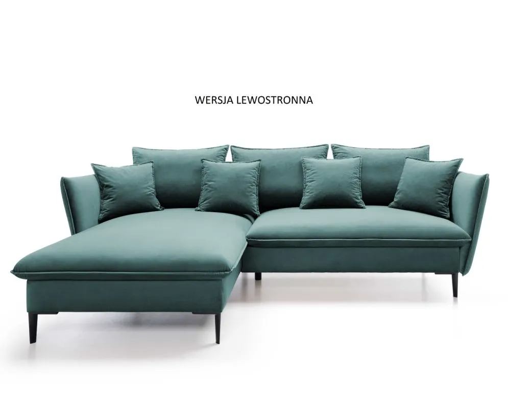 Narożnik z funkcją spania BOSS morski z poduszkami  I sklep meblowy MIRAT.