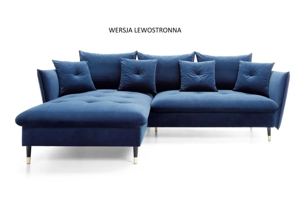 Narożnik z funkcją spania ATENA granatowy pikowany I sklep meblowy MIRAT. styl GLAMOUR