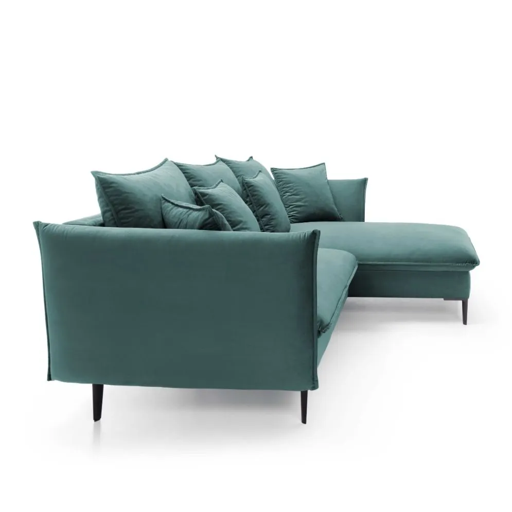 Narożnik z funkcją spania BOSS morski z poduszkami  I sklep meblowy MIRAT.