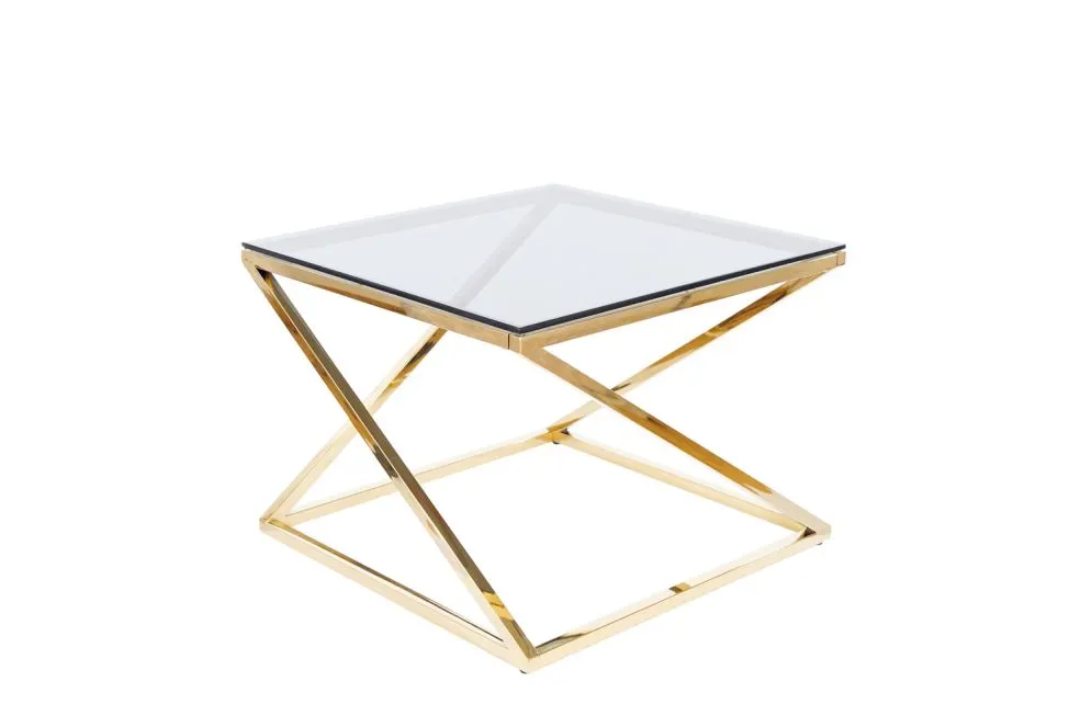 Ława LIAM dymiona/złota kwadratowa szklana | MIRAT. styl GLAMOUR
