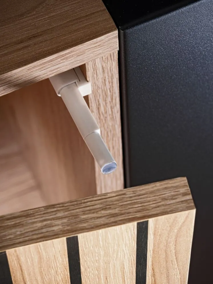 Meblościanka LIAM hickory jackson ze szklanymi półkami I sklep meblowy MIRAT. styl LOFT