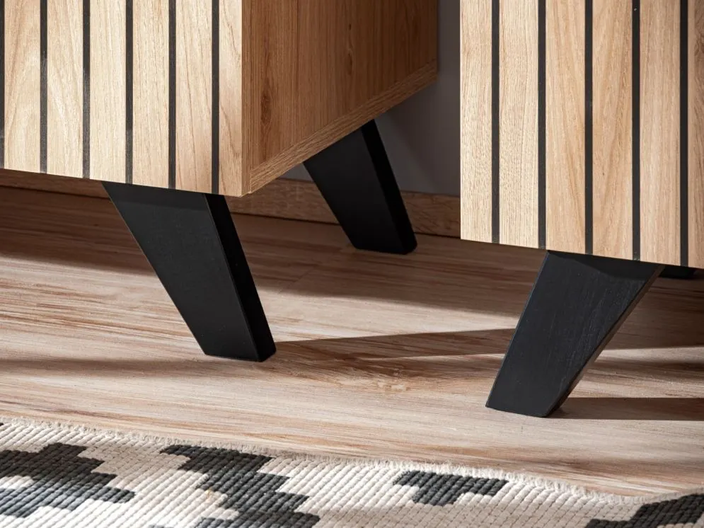 Meblościanka LIAM hickory jackson ze szklanymi półkami I sklep meblowy MIRAT. styl LOFT